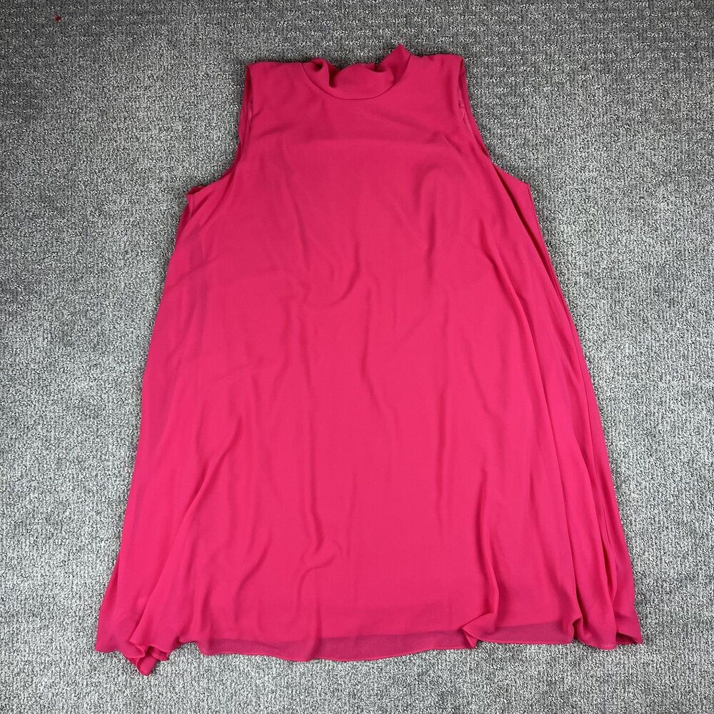 Eliza J Dress Womens 18W Pink Sleeveless Bow Neck A-Line Chiffon Cocktail Party